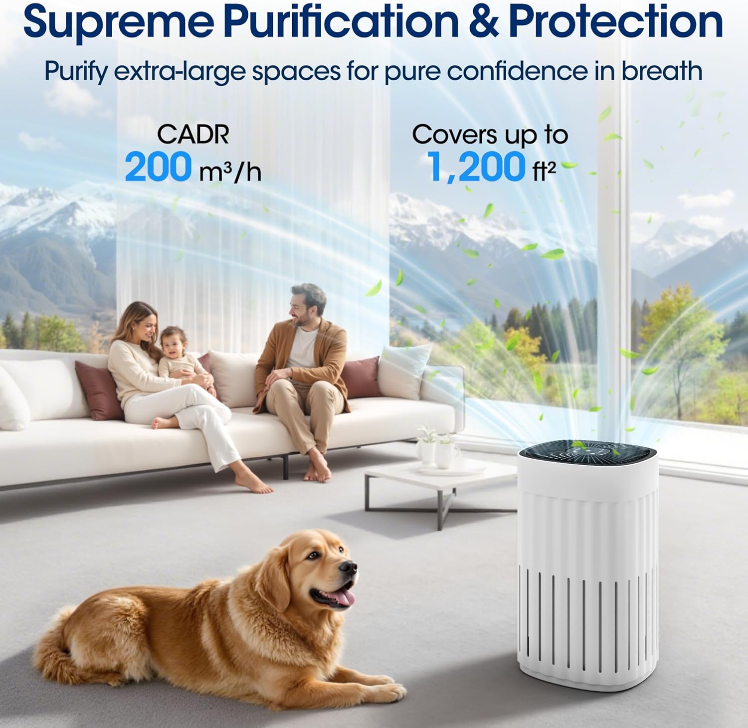 Patiosunny 3-in-1 HEPA Air Purifier - 99.97% Particle Removal, 3-Speed, 8H Timer for Home & Office