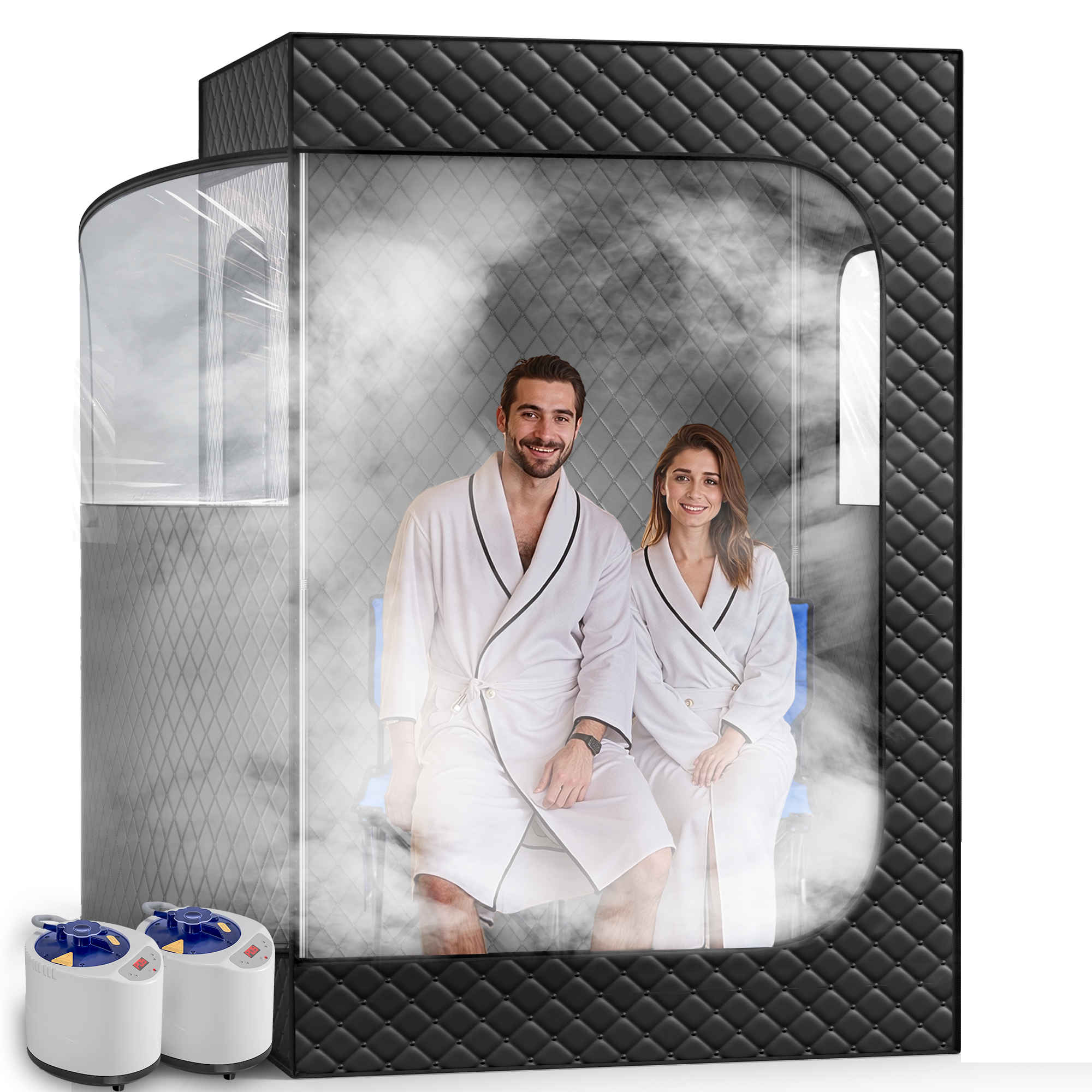 Patiosunny 2 Person Steam Sauna with Remote Control,Two Folding Chairs,Large Space Sauna for Bedroom,Living Room,Gym