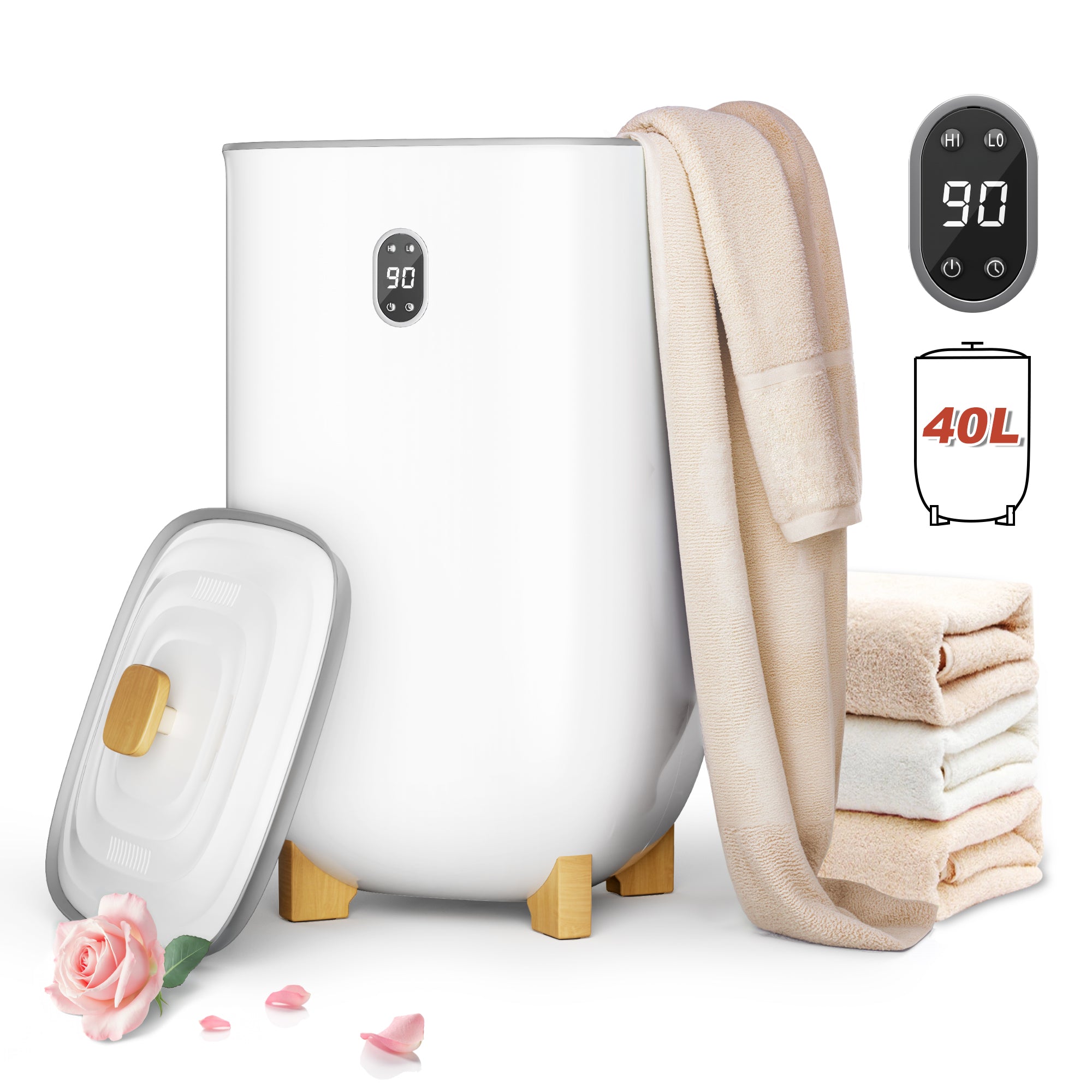 Patiosunny 40L Large Capacity Smart Towel Warmer & Dryer Cabinet, Heating Mode 20/30/60/90 Min, Customized Fragrance, LED Screen, Anti-scald Safety Lock, Ideal Gift for Families, Friends, Lover