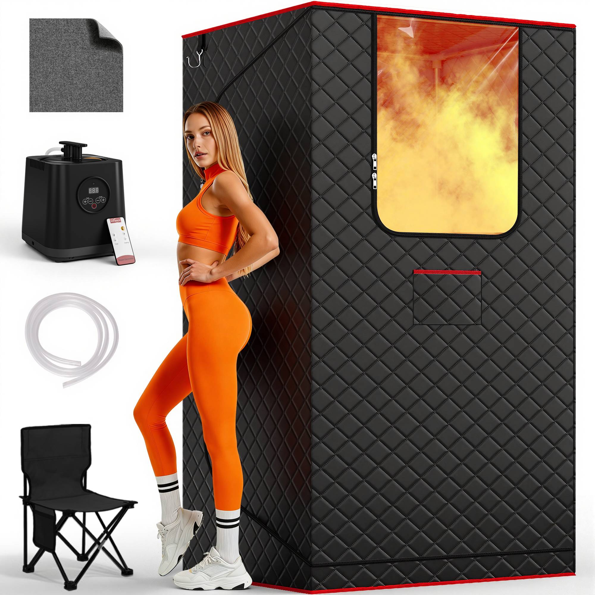 Upgraded Portable Steam Sauna for Home, Sauna Tent with 3L/1200W Steamer, XL Foldable and Remote Control, 99-Min Timer & 15 Power Levels, for Relaxation