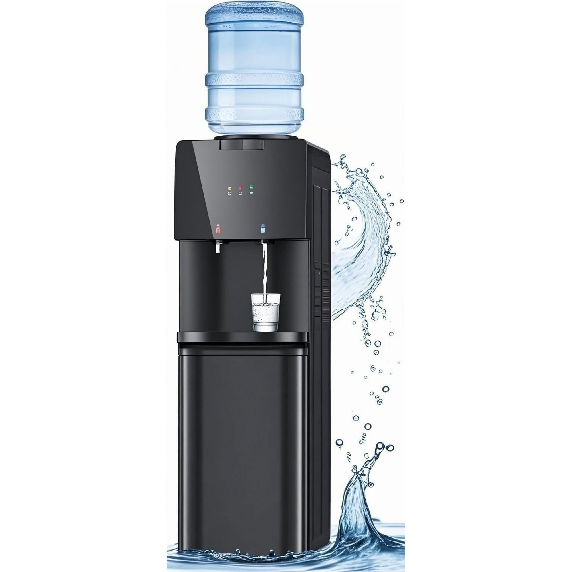Patiosunny Top Loading Double Temperature Water Dispenser, Safety Lock, Detachable Water Tray, Stylish Black