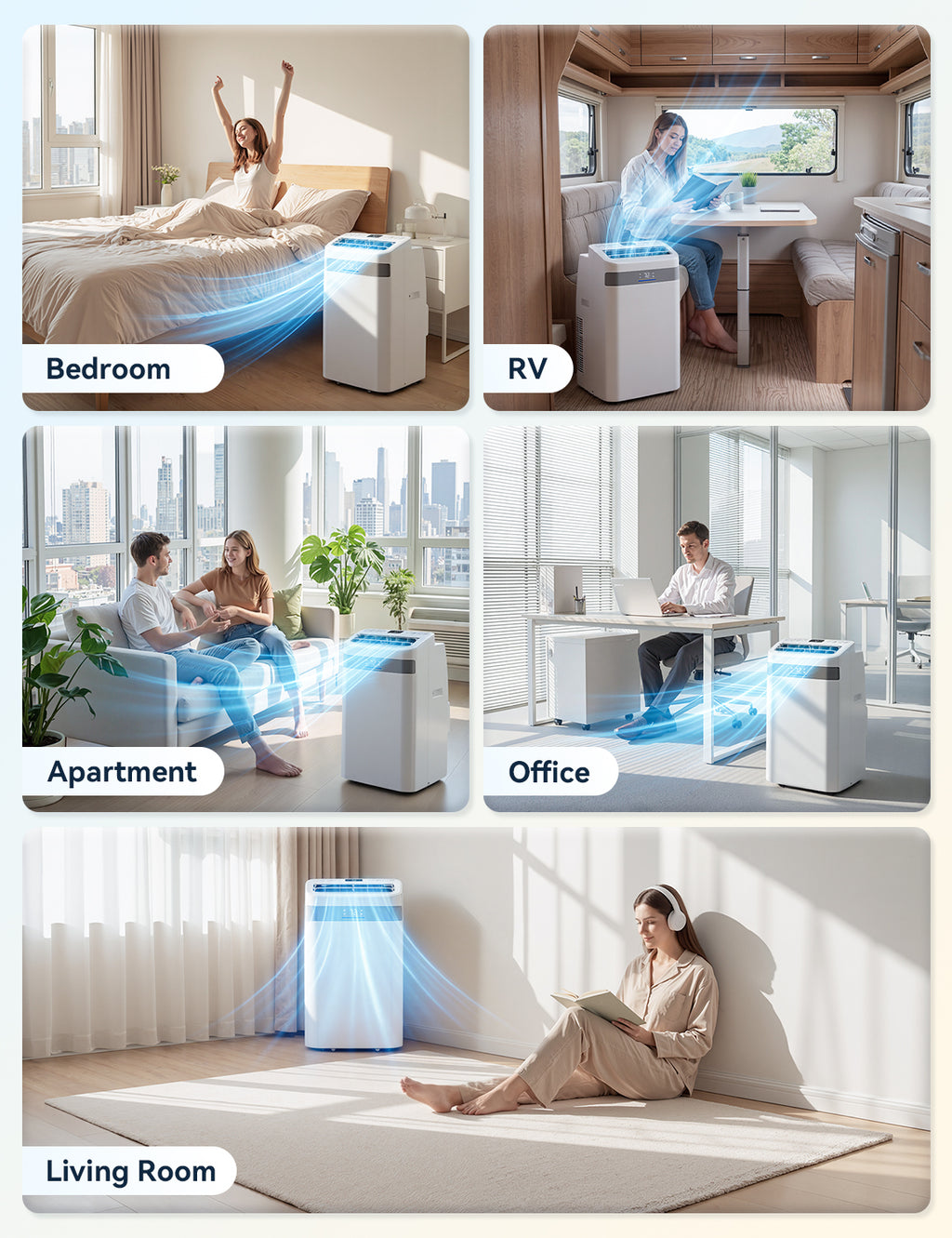 Patiosunny Portable Air Conditioners 14,000 BTU Ashrae, 4-in-1 AC Unit, Dehumidifier, Fan & Sleep, with 24-Hour Timer, Remote Control, for Home/Office/Apartments/Dorm