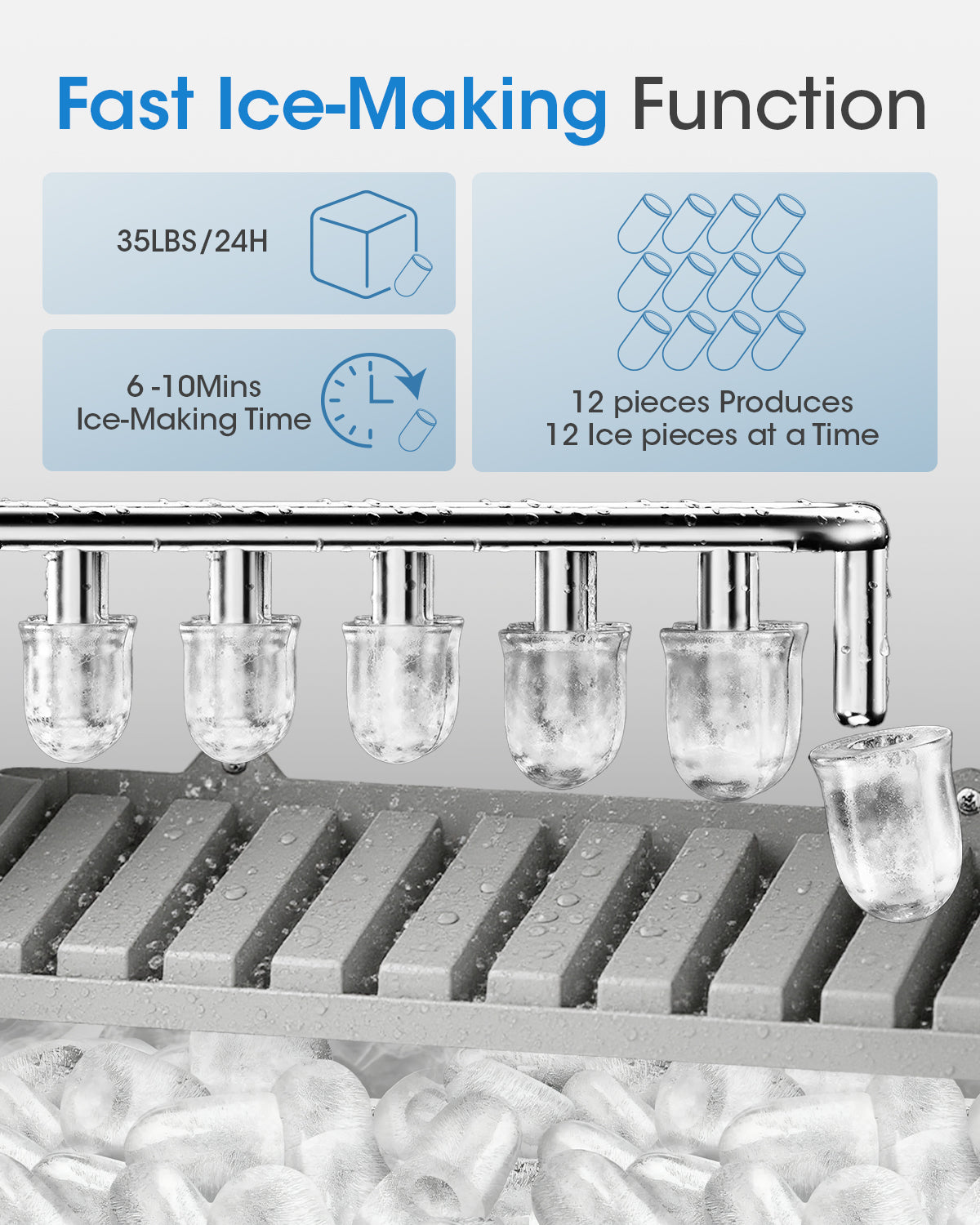 Patiosunny 4-in-1 Water Dispenser with Ice Maker, Hot/Cold/Room Temperature Top-Loading Dispenser, Compatible with 3–5 Gallon Water Bottles, Child Lock, Suitable for Home and Office, Black