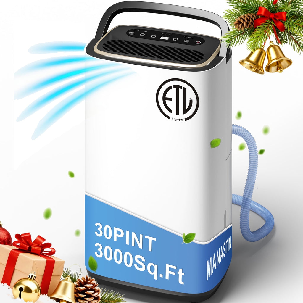Patiosunny 9-Pint (DOE) Multi-Function Dehumidifier, 3000 Sq. Ft Coverage Area with 3 Modes, 74 OZ Water Tank/24H-Timer/Drain Hose/Child lock, for Bedroom/Office/Laundry Room