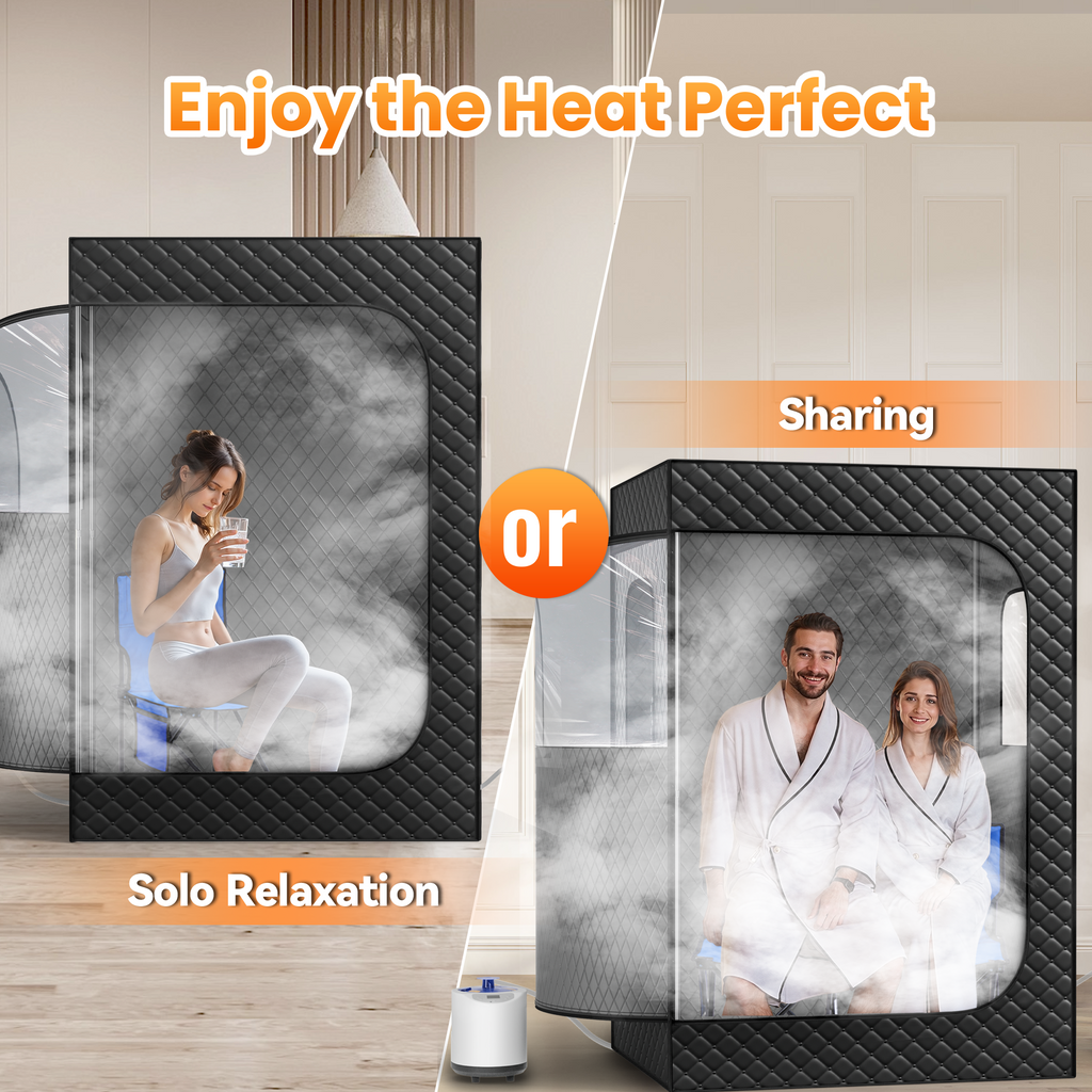 Patiosunny 2 Person Steam Sauna with Remote Control,Two Folding Chairs,Large Space Sauna for Bedroom,Living Room,Gym