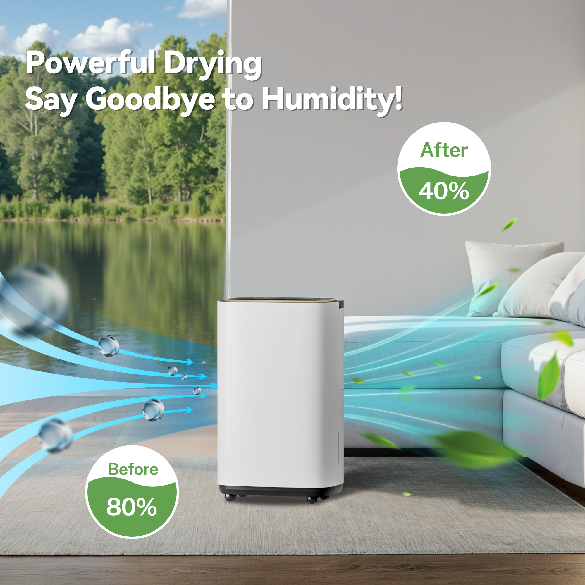 Patiosunny 9-Pint (DOE) Multi-Function Dehumidifier, 3000 Sq. Ft Coverage Area with 3 Modes, 74 OZ Water Tank/24H-Timer/Drain Hose/Child lock, for Bedroom/Office/Laundry Room