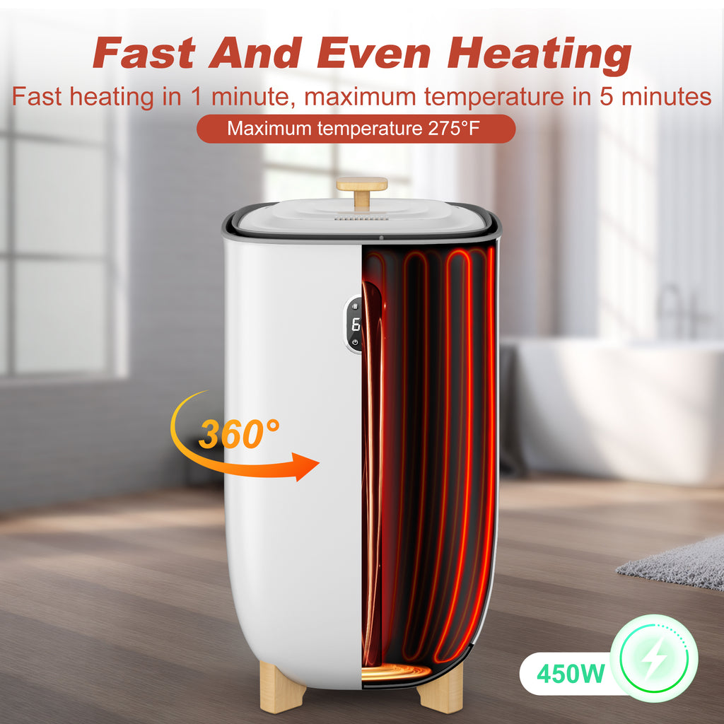 Patiosunny 35L Towel Warmer Bucket with Drying Modes, Heating Mode 20/30/60/90 Min, Customized Fragrance, LED Screen, Anti-scald Safety lock, White