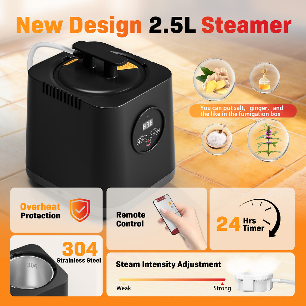 Upgraded Portable Steam Sauna for Home, Sauna Tent with 3L/1200W Steamer, XL Foldable and Remote Control, 99-Min Timer & 15 Power Levels, for Relaxation