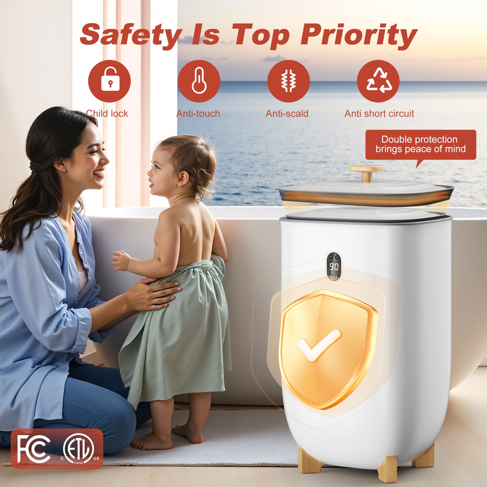 Patiosunny 40L Large Capacity Smart Towel Warmer & Dryer Cabinet, Heating Mode 20/30/60/90 Min, Customized Fragrance, LED Screen, Anti-scald Safety Lock, Ideal Gift for Families, Friends, Lover