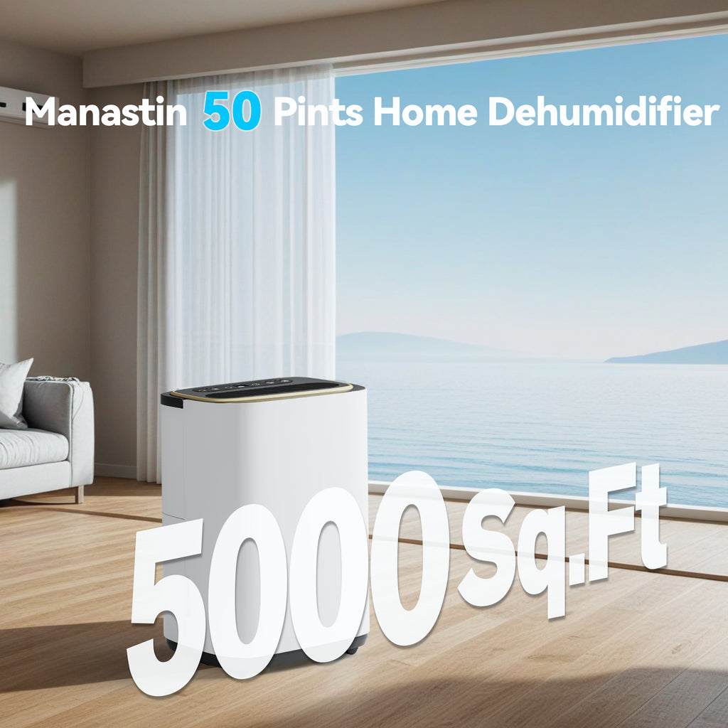 Patiosunny 15-Pint (DOE) Multi-Function Dehumidifier, 5000 Sq.Ft Coverage Area with 3 Modes, 180 OZ Water Tank/24H-Timer/Drain Hose/Child lock, for Bedroom /Office/Laundry Room
