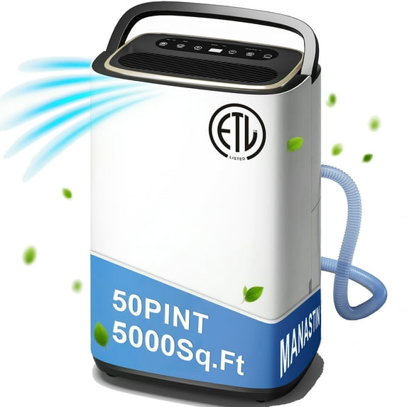 Patiosunny 15-Pint (DOE) Multi-Function Dehumidifier, 5000 Sq.Ft Coverage Area with 3 Modes, 180 OZ Water Tank/24H-Timer/Drain Hose/Child lock, for Bedroom /Office/Laundry Room