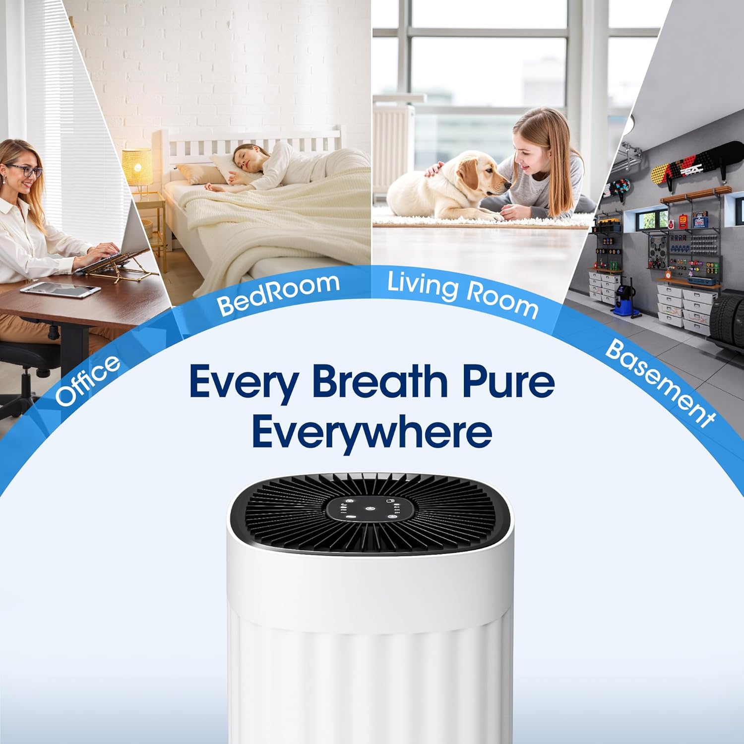 Patiosunny 3-in-1 HEPA Air Purifier - 99.97% Particle Removal, 3-Speed, 8H Timer for Home & Office