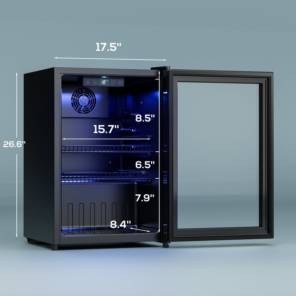 Patiosunny 100 Can Beverage Refrigerator Cooler 2.47 Cu.ft Mini Fridge with Glass Door & Adjustable Shelves, Perfect for Home, Office or Bar
