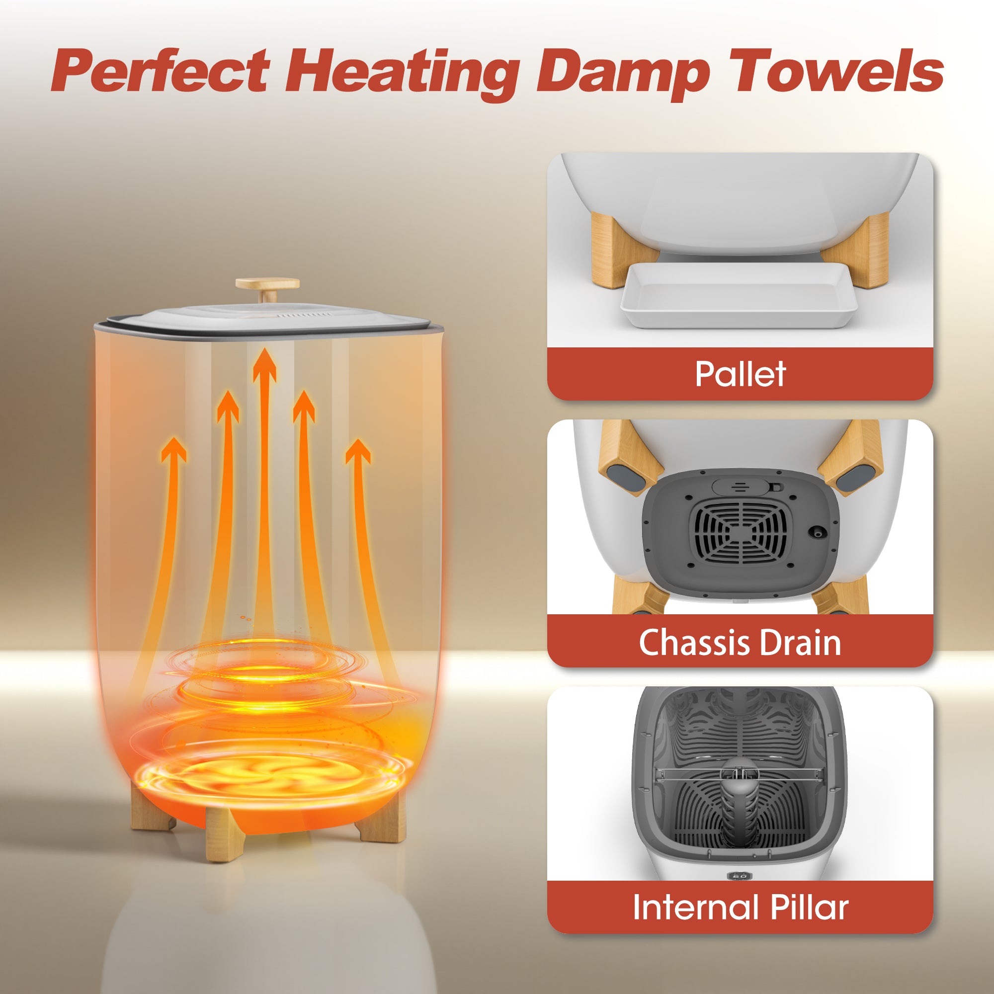 Patiosunny 35L Towel Warmer Bucket with Drying Modes, Heating Mode 20/30/60/90 Min, Customized Fragrance, LED Screen, Anti-scald Safety lock, White