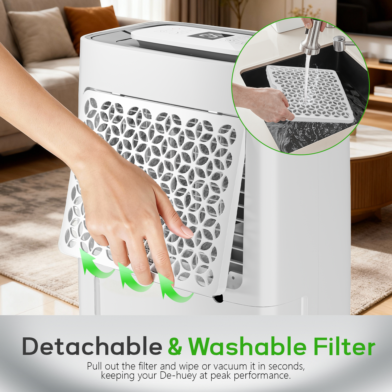 Patiosunny 19-Pint (DOE), Max 80 Pints/D Multi-Function Dehumidifier, 5500 Sq.Ft Coverage Area with 4 Modes, 24H-Timer/Drain Hose/Auto Defrost, Ideal for Large Room, Home, Garage