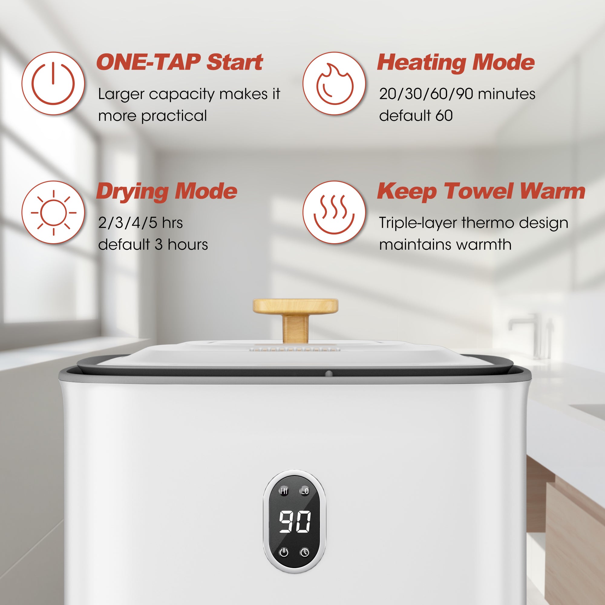 Patiosunny 40 Large Capacity Smart Towel Warmer & Dryer Cabinet, 20/30/60/90Min Modes, Heating and Drying Functions, Anti-scald Safety Lock, Suitable for Bathrooms and Bedrooms(White)