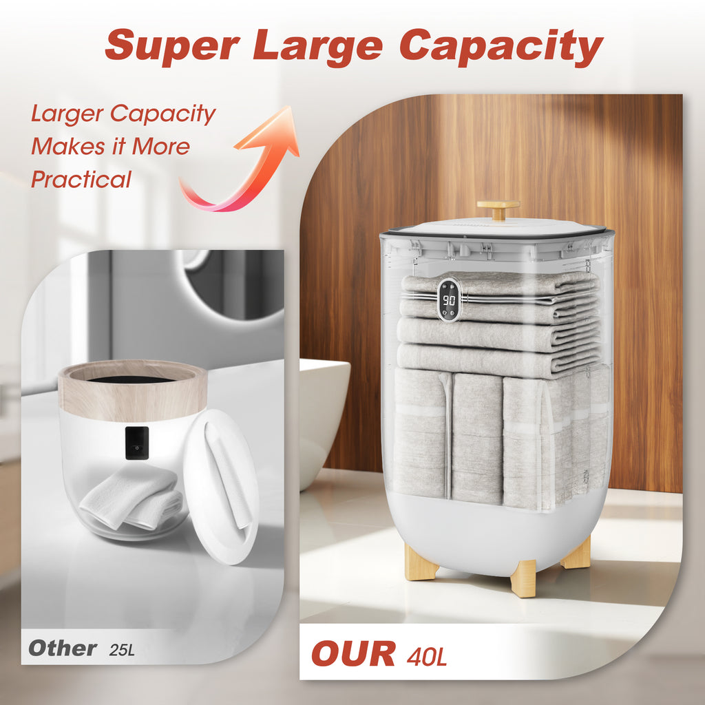 Patiosunny 40L Large Capacity Smart Towel Warmer & Dryer Cabinet, Heating Mode 20/30/60/90 Min, Customized Fragrance, LED Screen, Anti-scald Safety Lock, Ideal Gift for Families, Friends, Lover