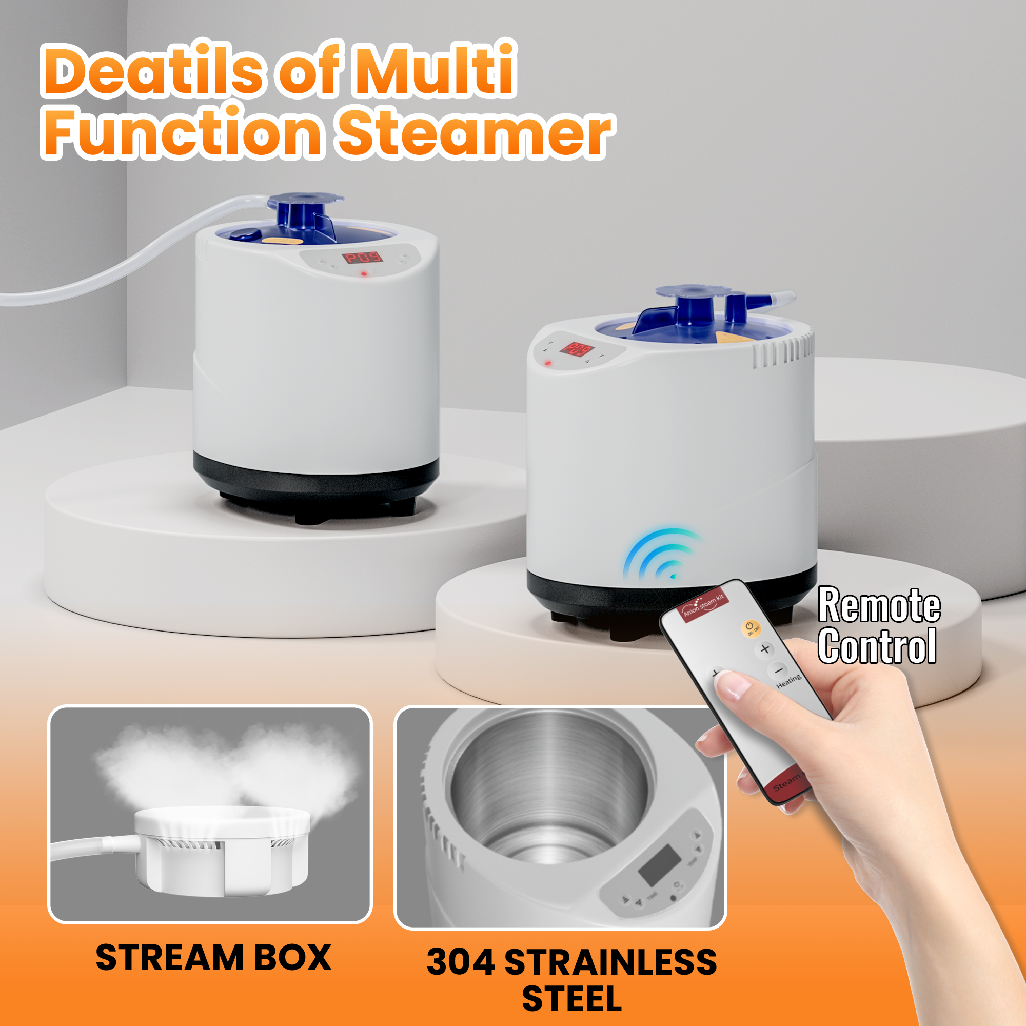 Patiosunny 2 Person Steam Sauna with Remote Control,Two Folding Chairs,Large Space Sauna for Bedroom,Living Room,Gym