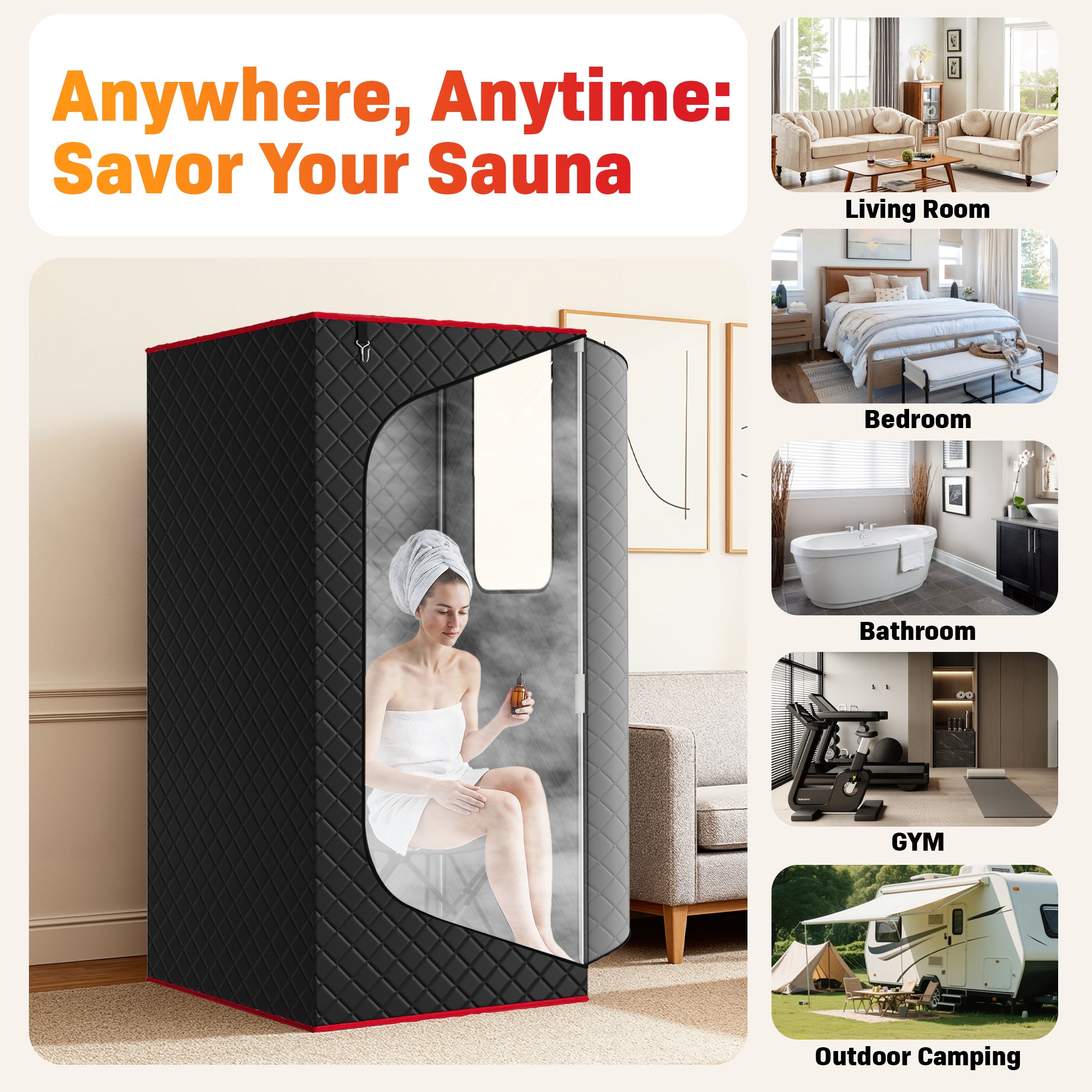 Upgraded Portable Steam Sauna for Home, Sauna Tent with 3L/1200W Steamer, XL Foldable and Remote Control, 99-Min Timer & 15 Power Levels, for Relaxation