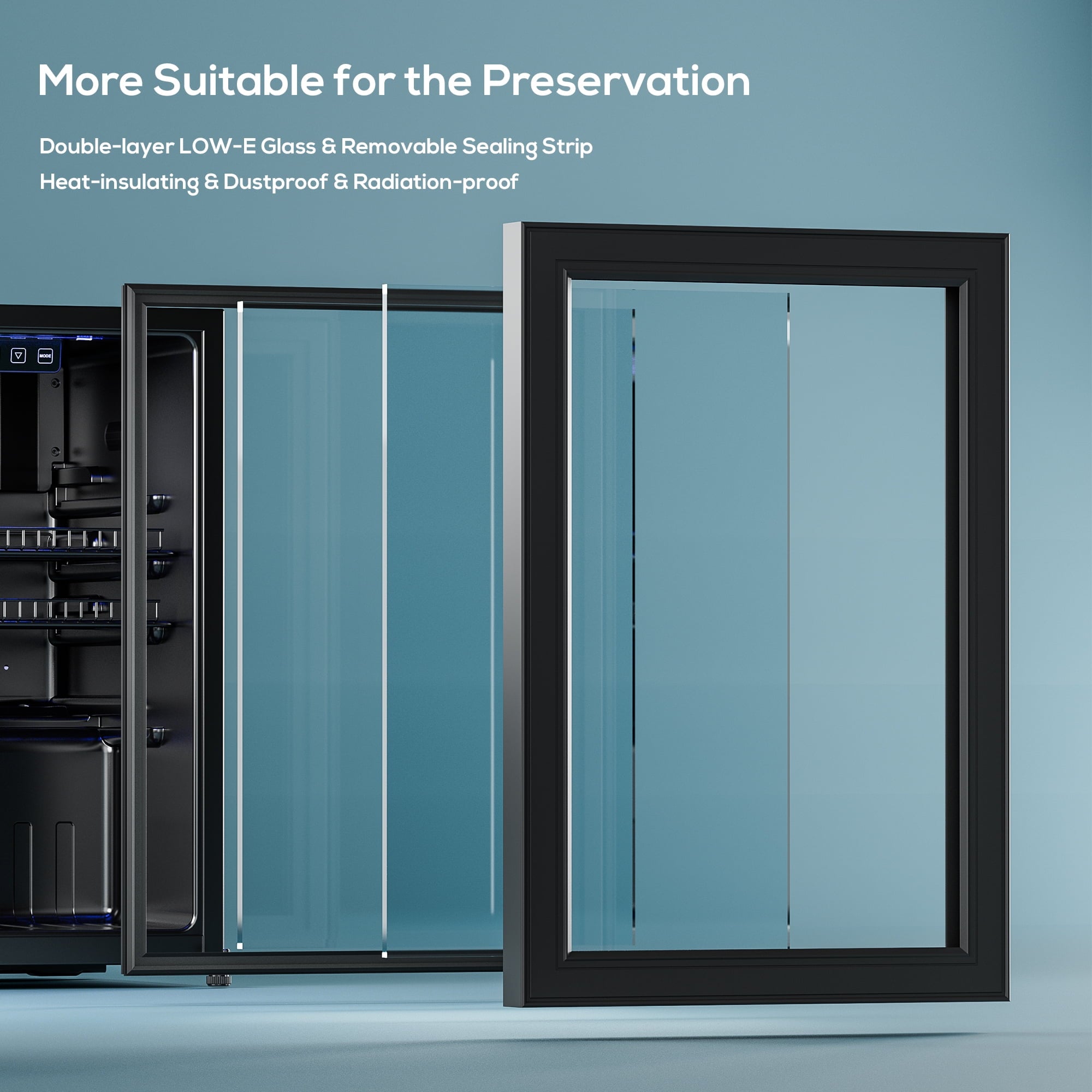 Patiosunny 100 Can Beverage Refrigerator Cooler 2.47 Cu.ft Mini Fridge with Glass Door & Adjustable Shelves, Perfect for Home, Office or Bar