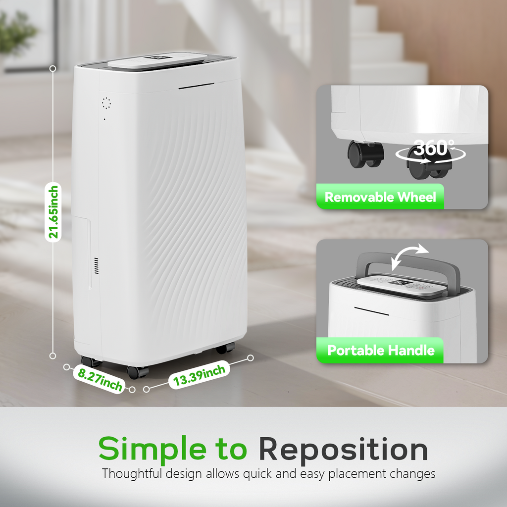 Patiosunny 19-Pint (DOE), Max 80 Pints/D Multi-Function Dehumidifier, 5500 Sq.Ft Coverage Area with 4 Modes, 24H-Timer/Drain Hose/Auto Defrost, Ideal for Large Room, Home, Garage