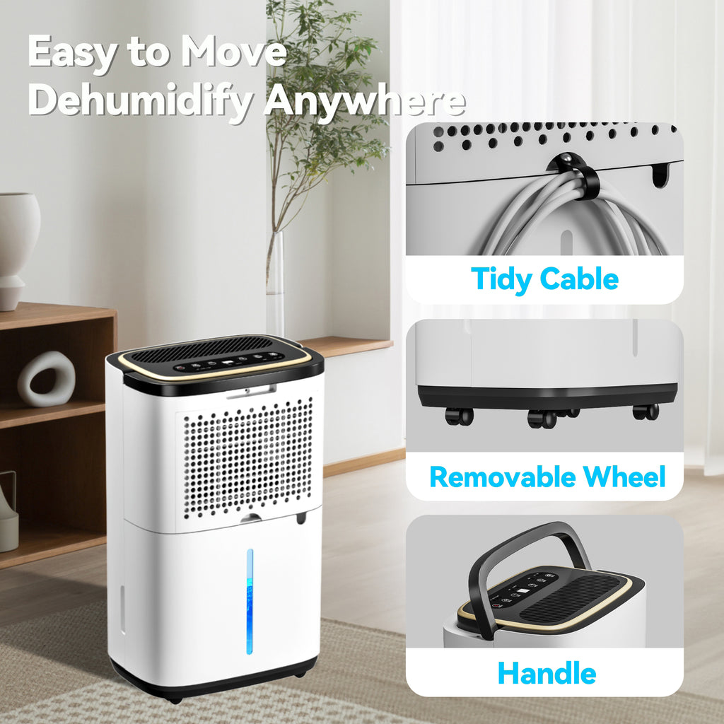 Patiosunny 15-Pint (DOE) Multi-Function Dehumidifier, 5000 Sq.Ft Coverage Area with 3 Modes, 180 OZ Water Tank/24H-Timer/Drain Hose/Child lock, for Bedroom /Office/Laundry Room