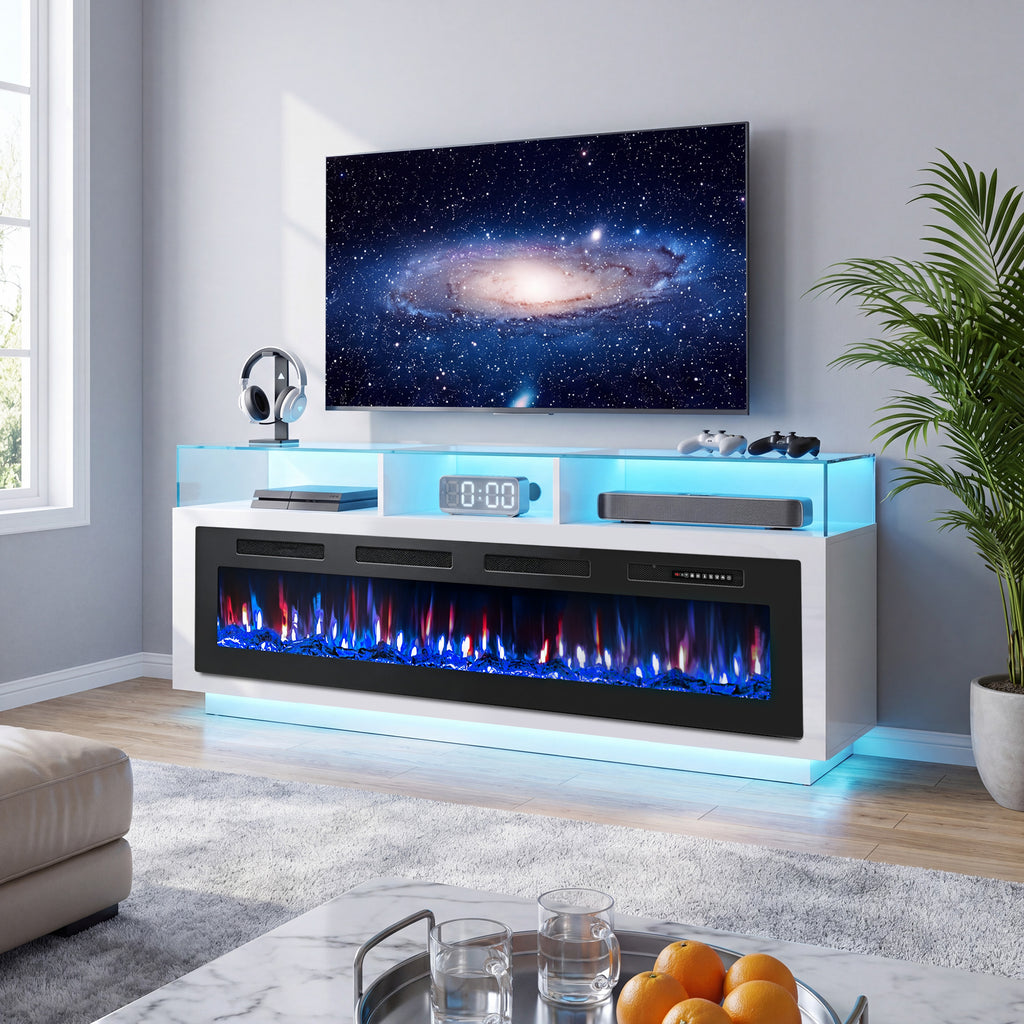 Patiosunny 72" Electric Fireplace, Adjustable Flame Colour and Speed, 8H Timer, Multiple Modes, Child Lock, Suitable for Living Rooms and Bedrooms