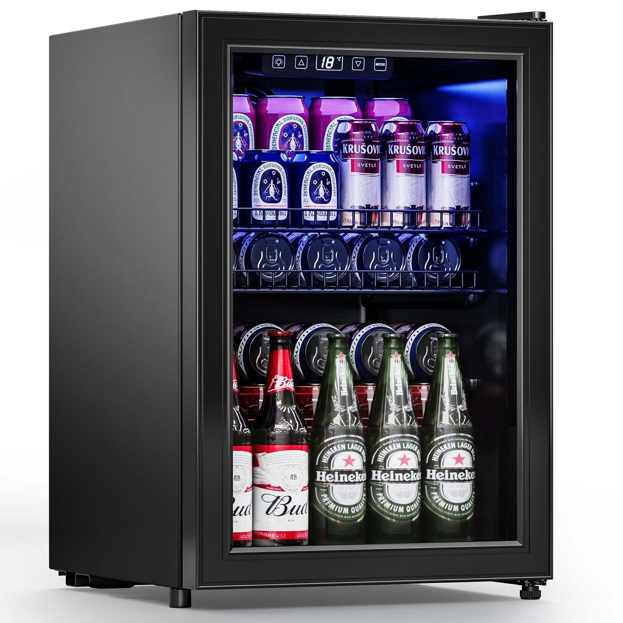 Patiosunny 100 Can Beverage Refrigerator Cooler 2.47 Cu.ft Mini Fridge with Glass Door & Adjustable Shelves, Perfect for Home, Office or Bar