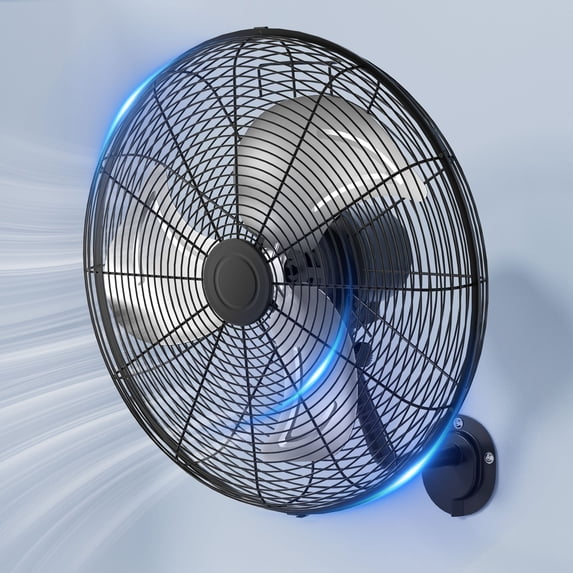 Patiosunny 30'' Industrial Wall Mounted Fan, 180W High Power 3 Speed Adjustable Oscillating Fan, Commercial Wall Fan for Garage, Workshop, Warehouse(Black)