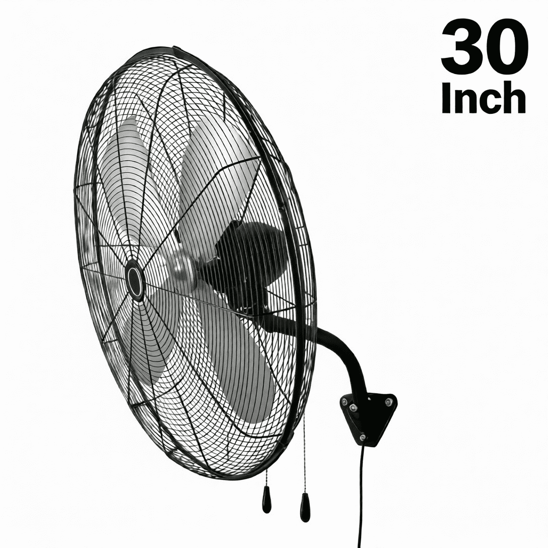 Patiosunny 30'' Industrial Wall Mounted Fan, 180W High Power 3 Speed Adjustable Oscillating Fan, Commercial Wall Fan for Garage, Workshop, Warehouse(Black)