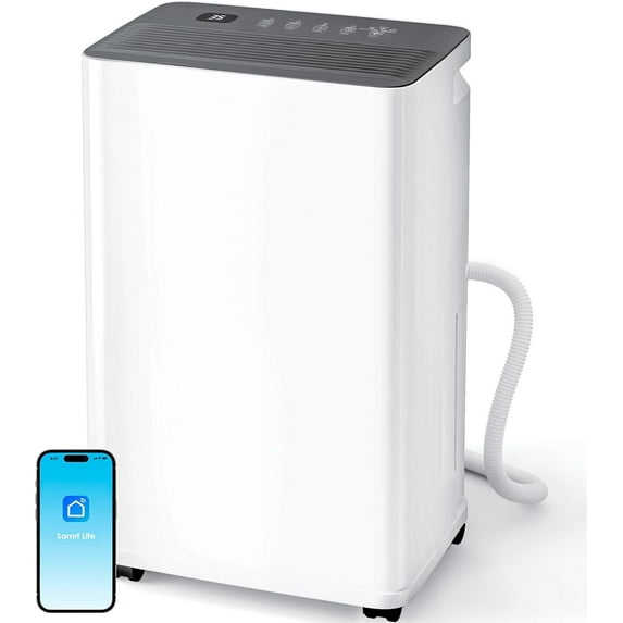 Patiosunny 35 Pint Smart Dehumidifier, Smart App WiFi Control, 24 H Timer, Auto-Defrost, Child Lock & Drain Hose Included, Ideal for Living Rooms, Bathrooms, Bedrooms, and Garages