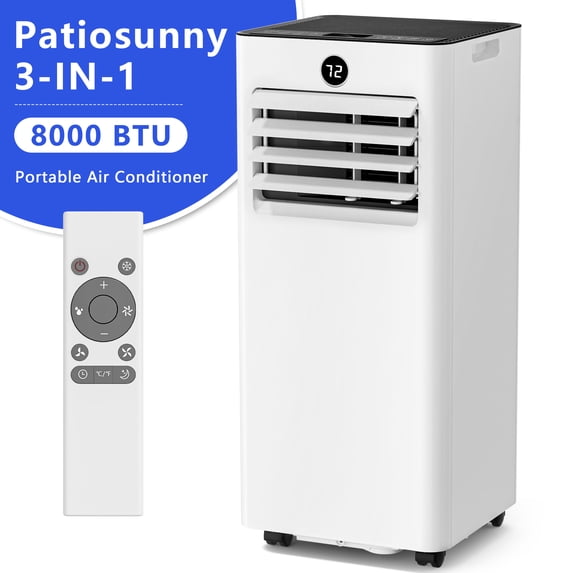 Patiosunny 5000 BTU (8000 BTU ASHRAE) Portable Air Conditioner 4-in-1 AC Unit with Cool Fan Dehum Sleep Mode