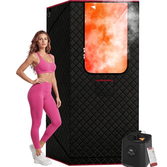 Portable Sauna Box for Home, Personal SPA Steam Sauna with 3L/1200W Steamer, XL Foldable and Remote Control, 99-Min Timer & 15 Power Levels, Black