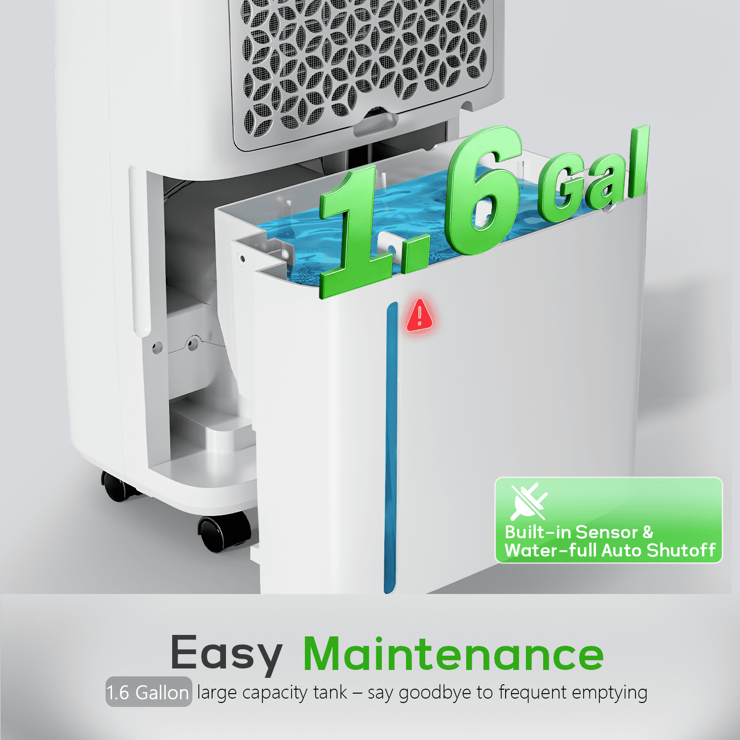 Patiosunny 19-Pint (DOE) , Max 80 Pints/D Multi-Function Dehumidifier, 5500 Sq.Ft Coverage Area , Automatic Defrosting, 24H-Timer, with Drain Hose, Suitable for Large Rooms and Underground Garages