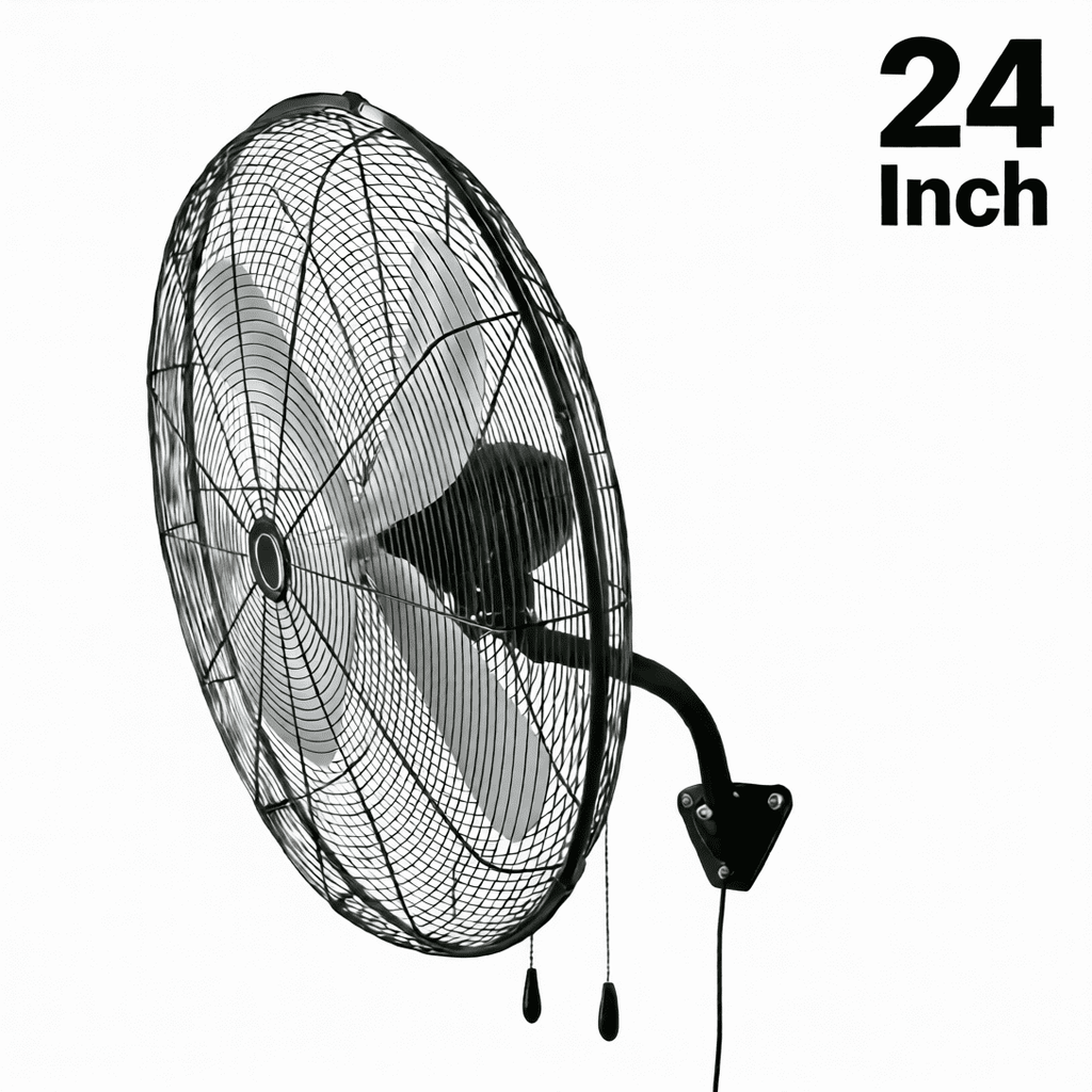 Patiosunny 24'' Industrial Wall Mounted Fan, 180W High Power, 3 Speed Adjustable Oscillating Fan, Commercial Wall Fan for Garage, Workshop, Warehouse,Black