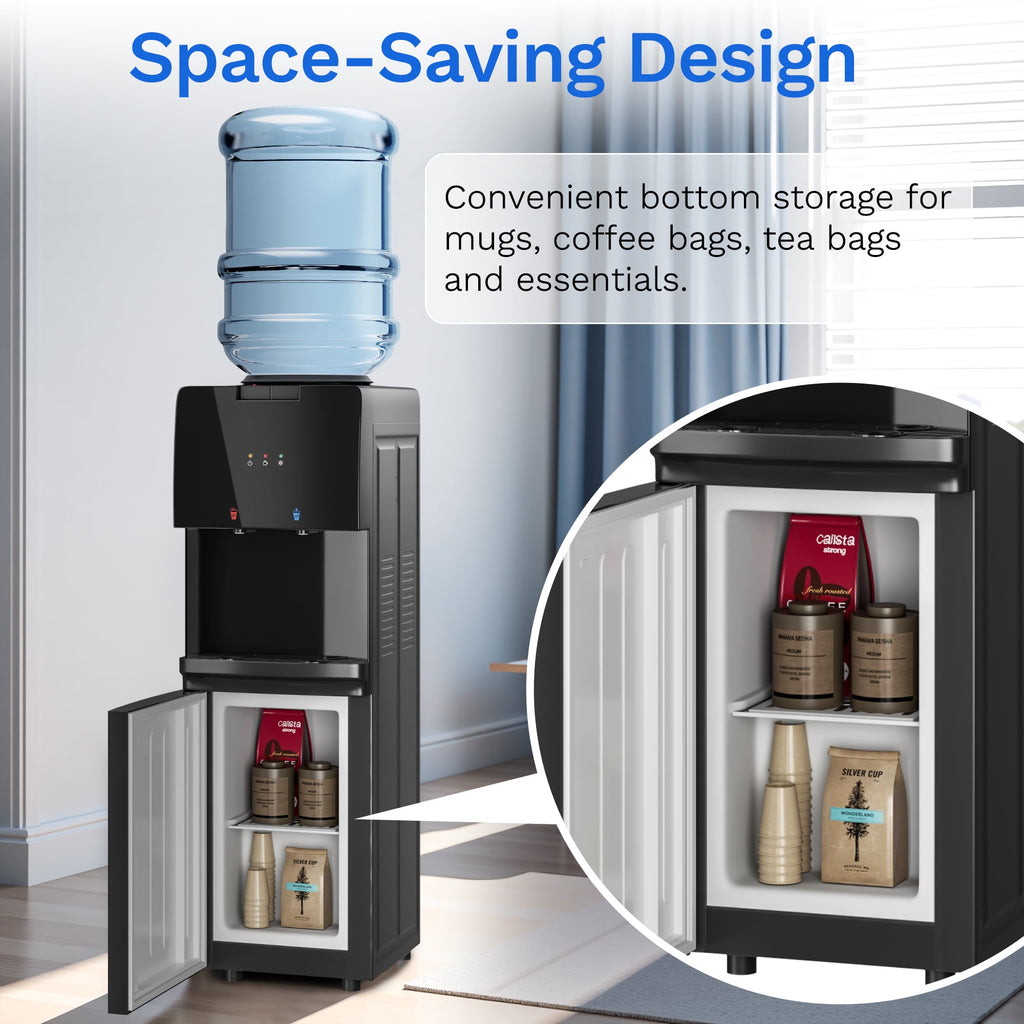 Patiosunny 3/5 gal Top Loading 3-Temp Water Dispenser, with Energy-Saving Mode, Ideal for Offices/Home/Gym