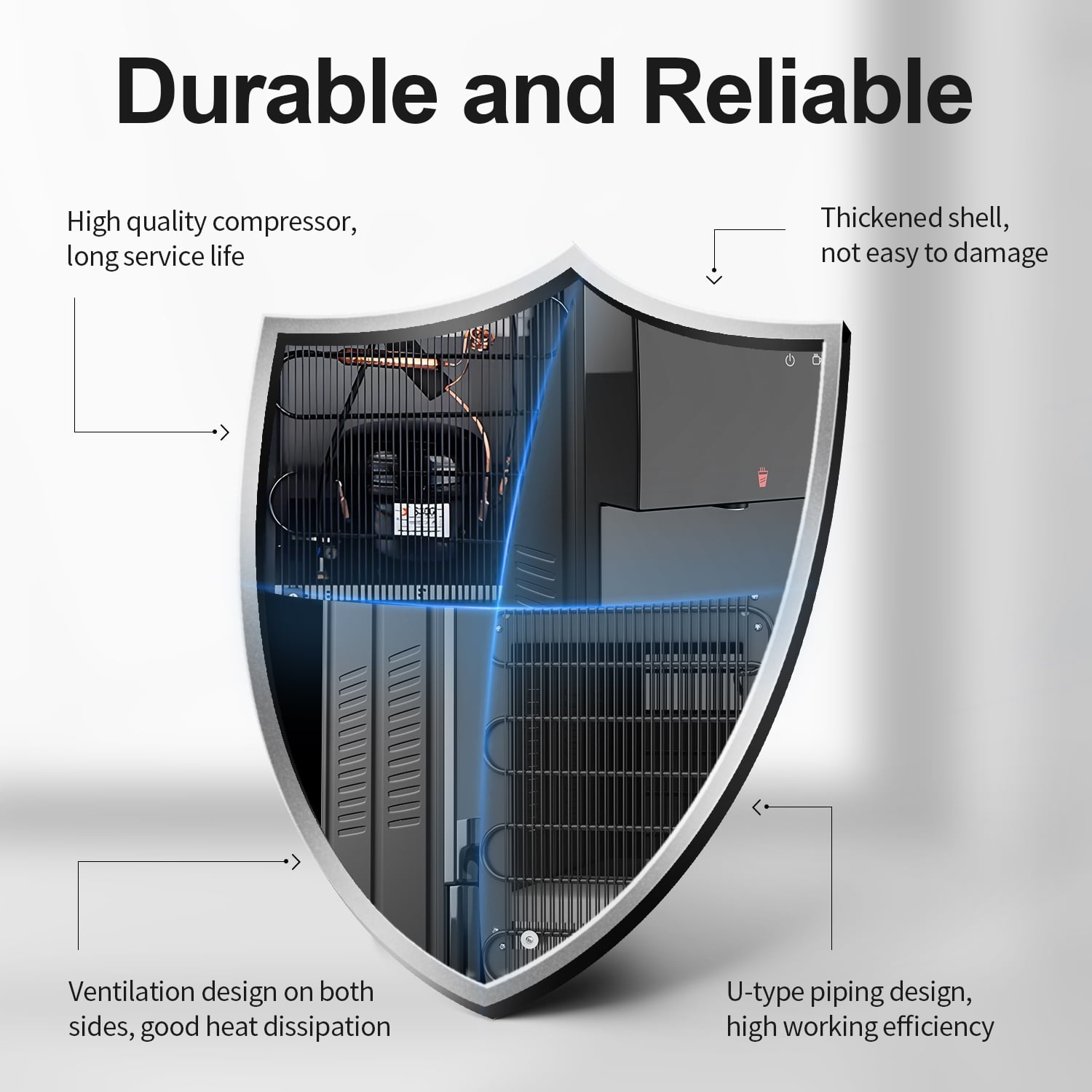 Patiosunny Top Loading Double Temperature Water Dispenser, Safety Lock, Detachable Water Tray, Stylish Black